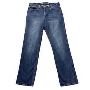 Rustic Blue Boot Cut Jeans Mens 32x30 Blue Denim Stretch Faded Whiskered Rodeo